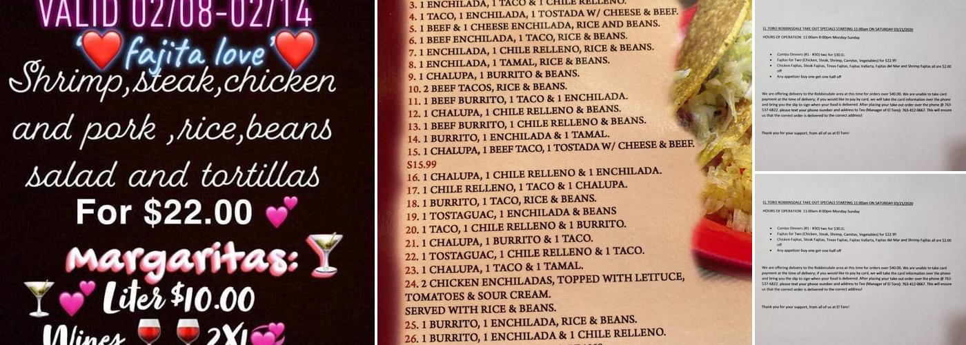 El Toro Mexican restaurant Menu