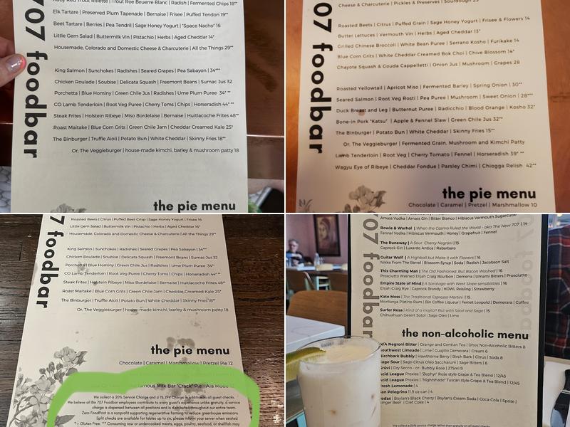 Bin 707 Foodbar Menu