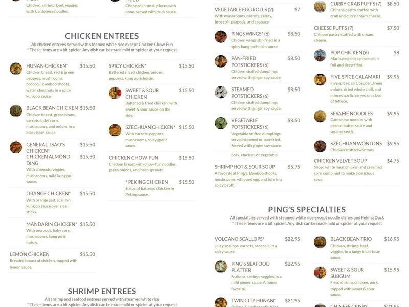 Ping's Menu