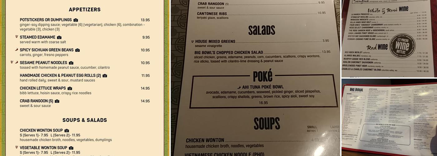 Big Bowl Menu