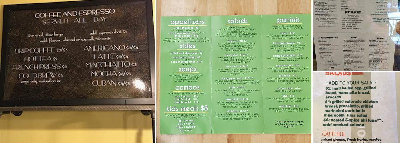 Cafe Sol Menu