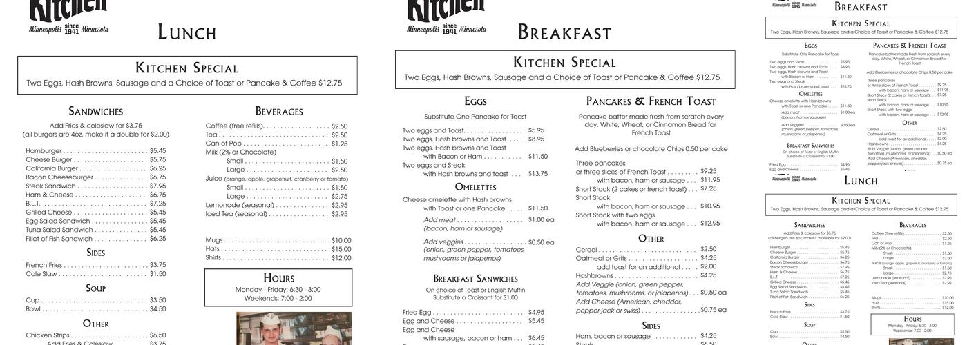 Our Kitchen Menu