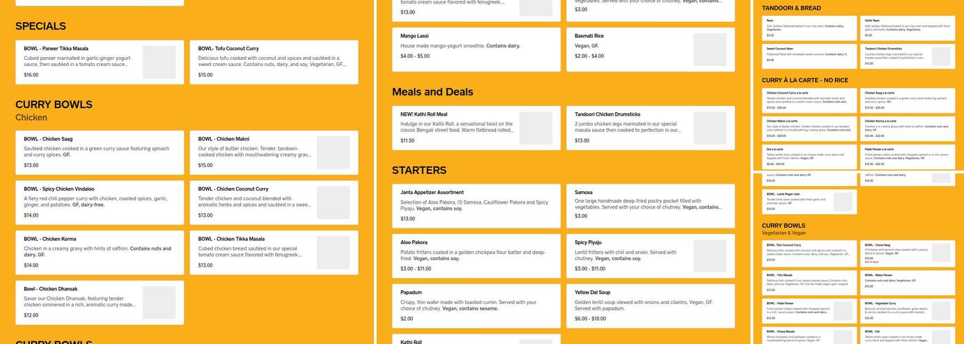 Gandhi Mahal Restaurant Menu