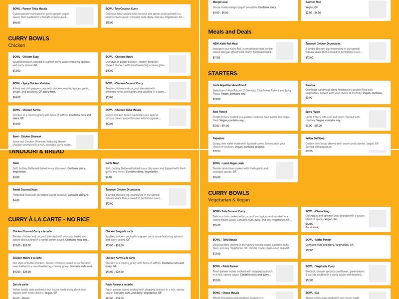Gandhi Mahal Restaurant Menu
