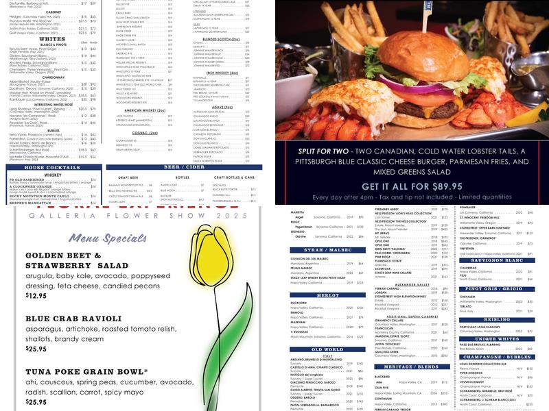 Pittsburgh Blue Steakhouse Menu