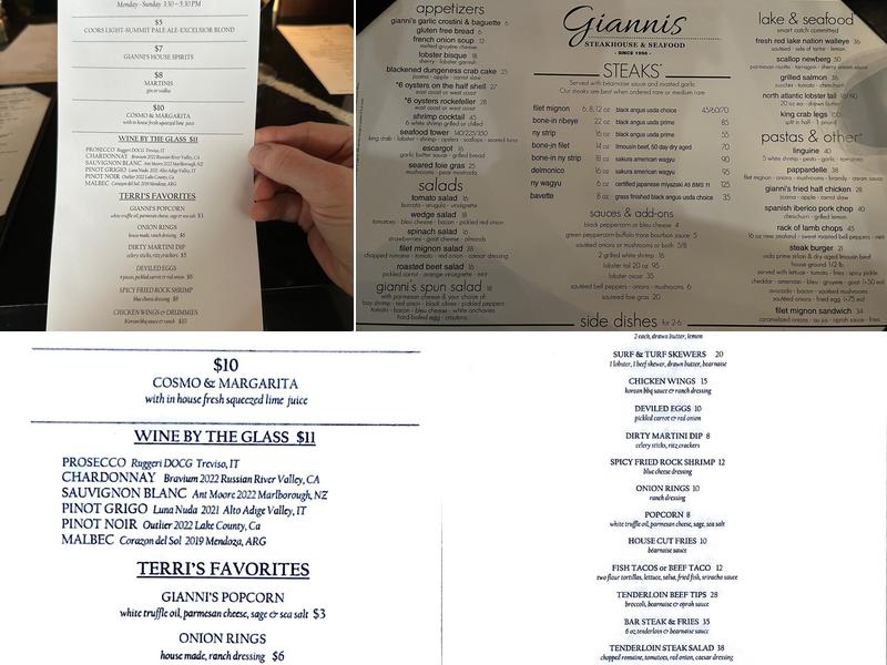 Gianni's Steakhouse Menu
