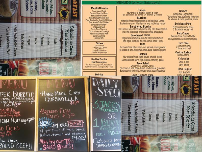 Taqueria Guadalajara Menu