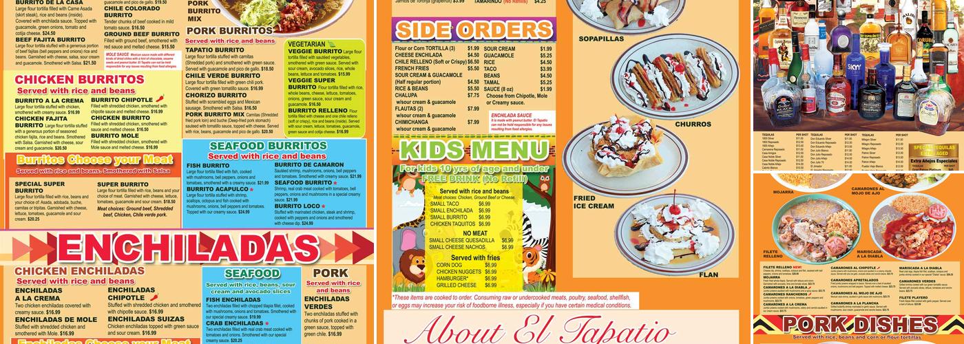 El Tapatio Menu