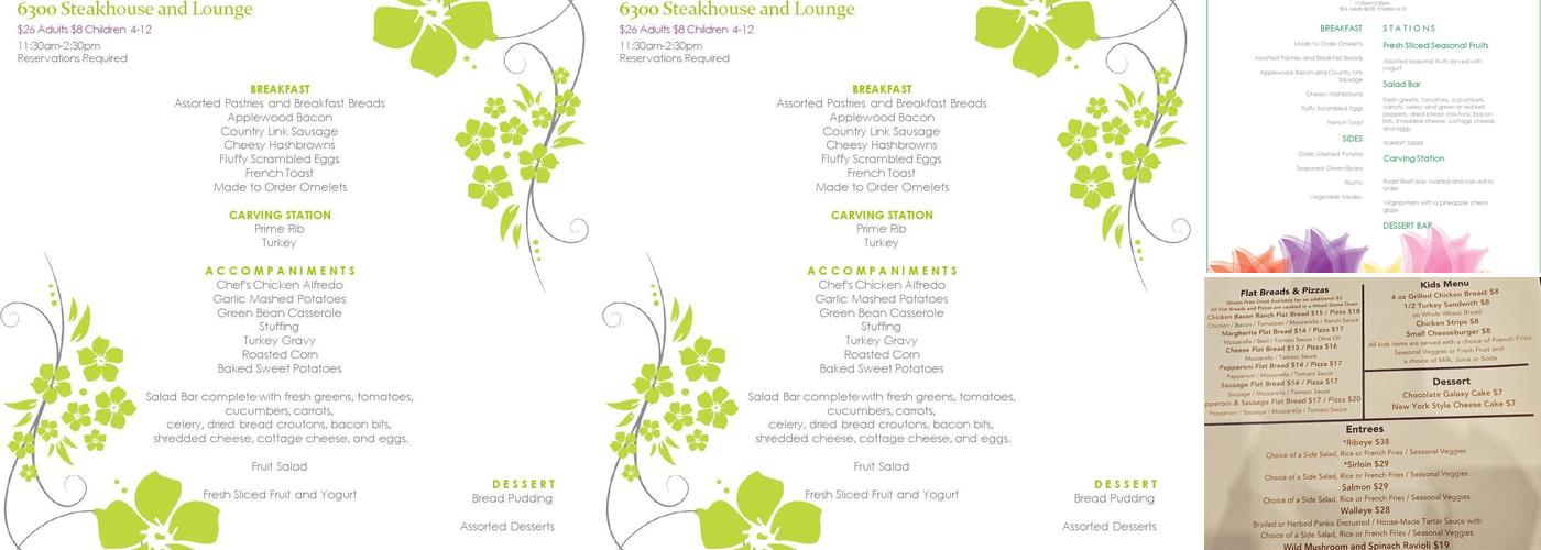 6300 Restaurant and Lounge Menu