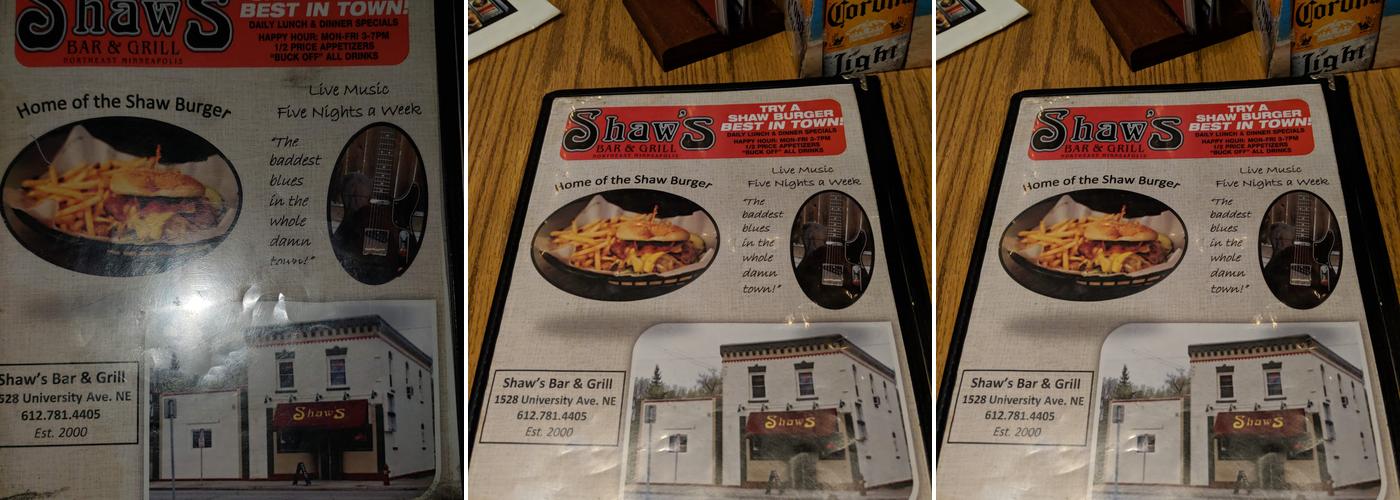 Shaws Bar & Grill Menu