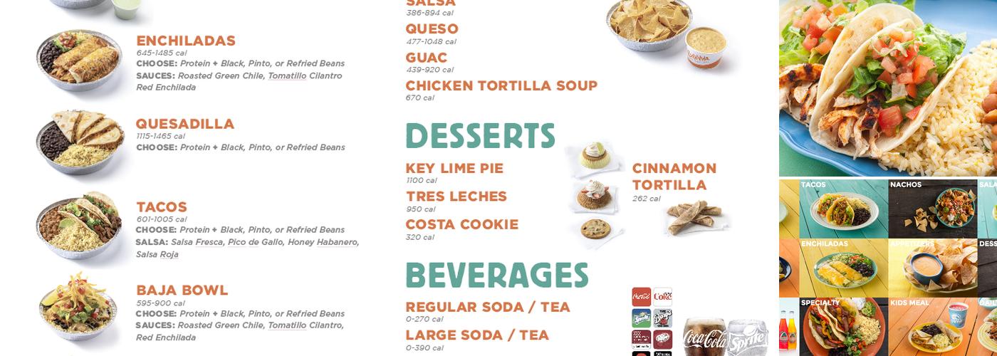 Costa Vida Menu