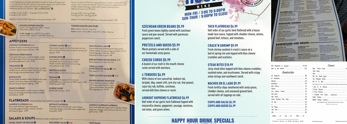 The Lookout Bar and Grill Menu