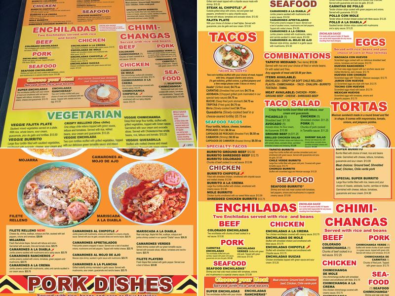 El Tapatio Menu