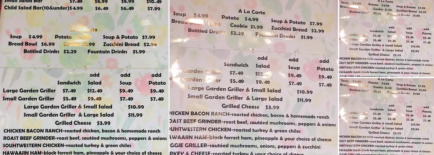 The Garden of Eat'n Menu