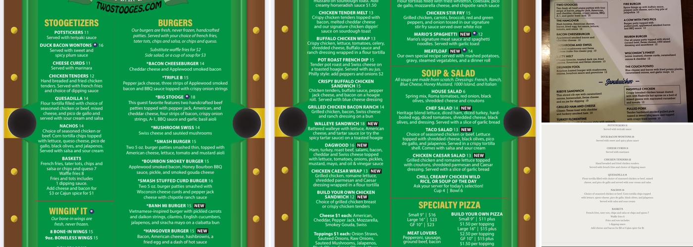 Two Stooges Sports Bar & Grill Menu