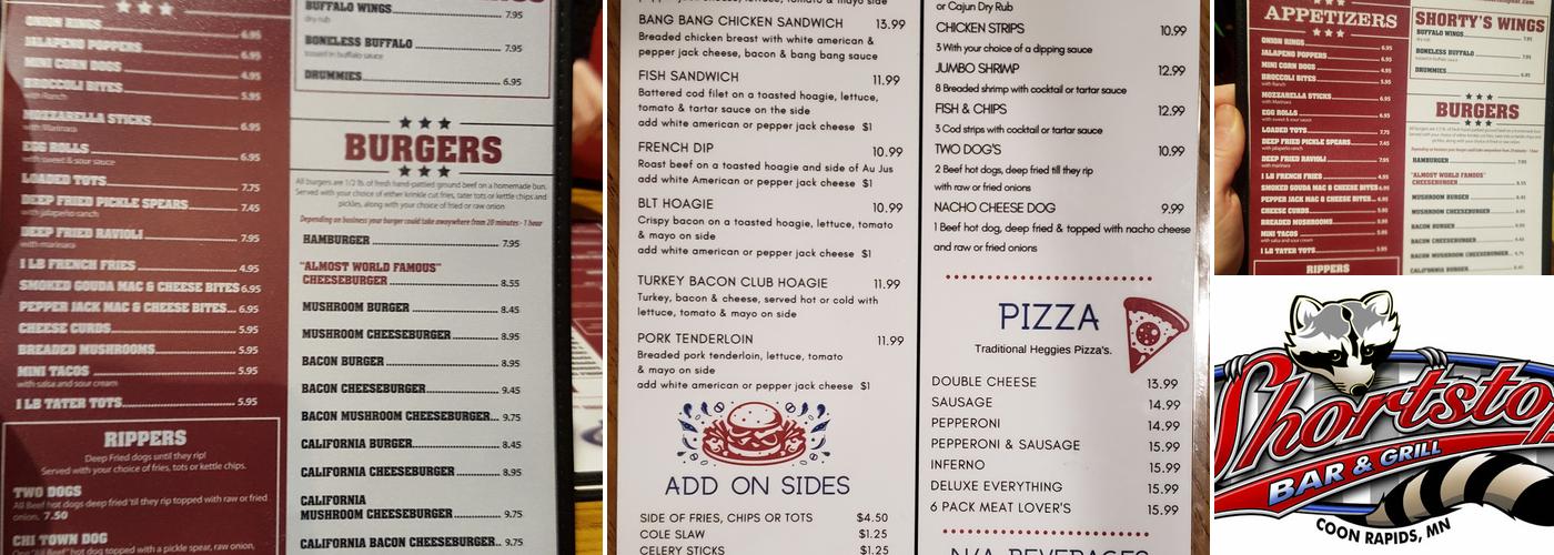 Shortstop Coon Rapids Menu