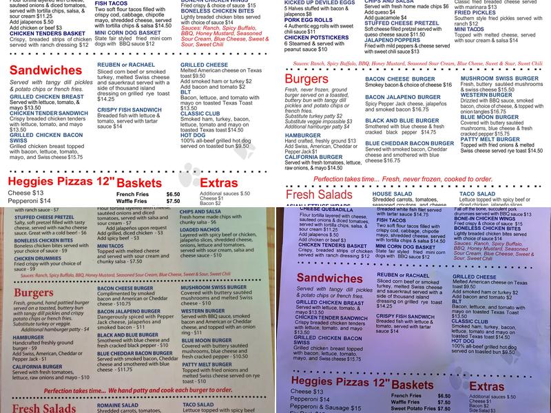 Vic's Bar and Grill Menu