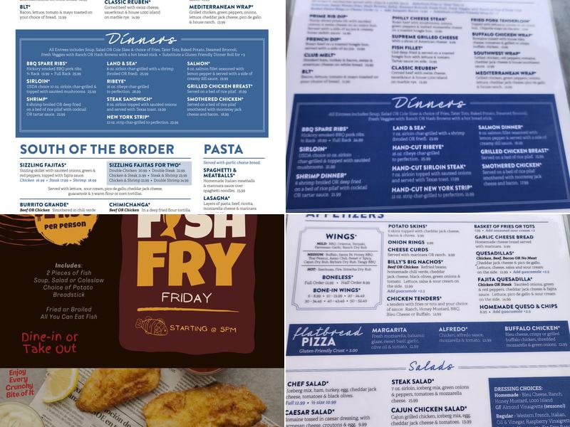 Billy's Bar & Grill Menu