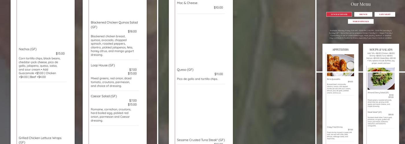 The Loop West End Menu