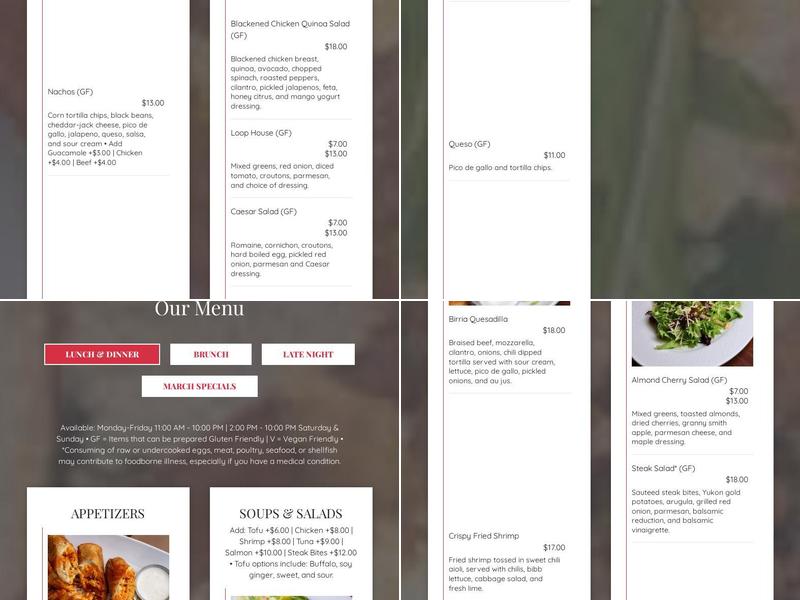 The Loop West End Menu