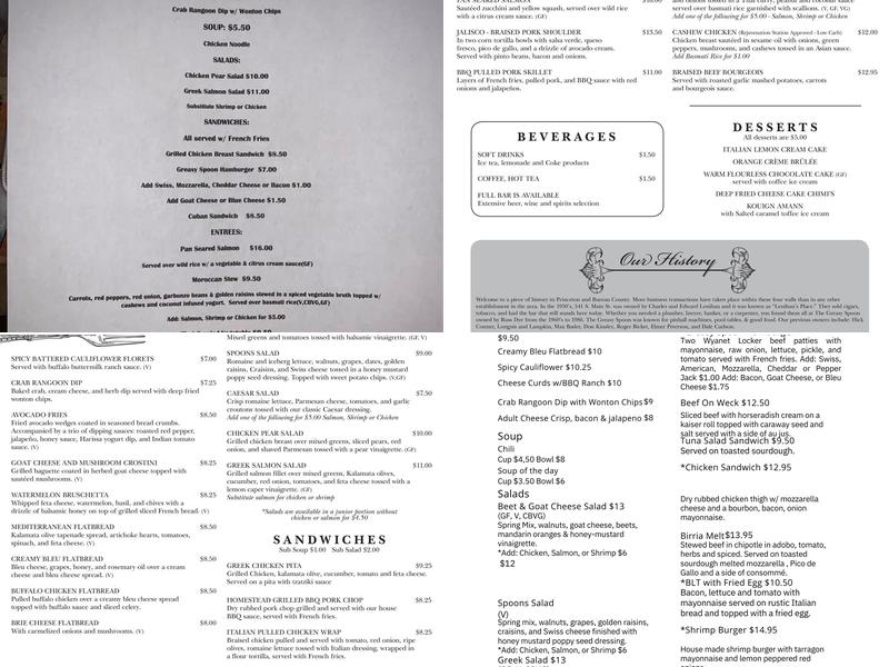 Spoons and Forks Menu