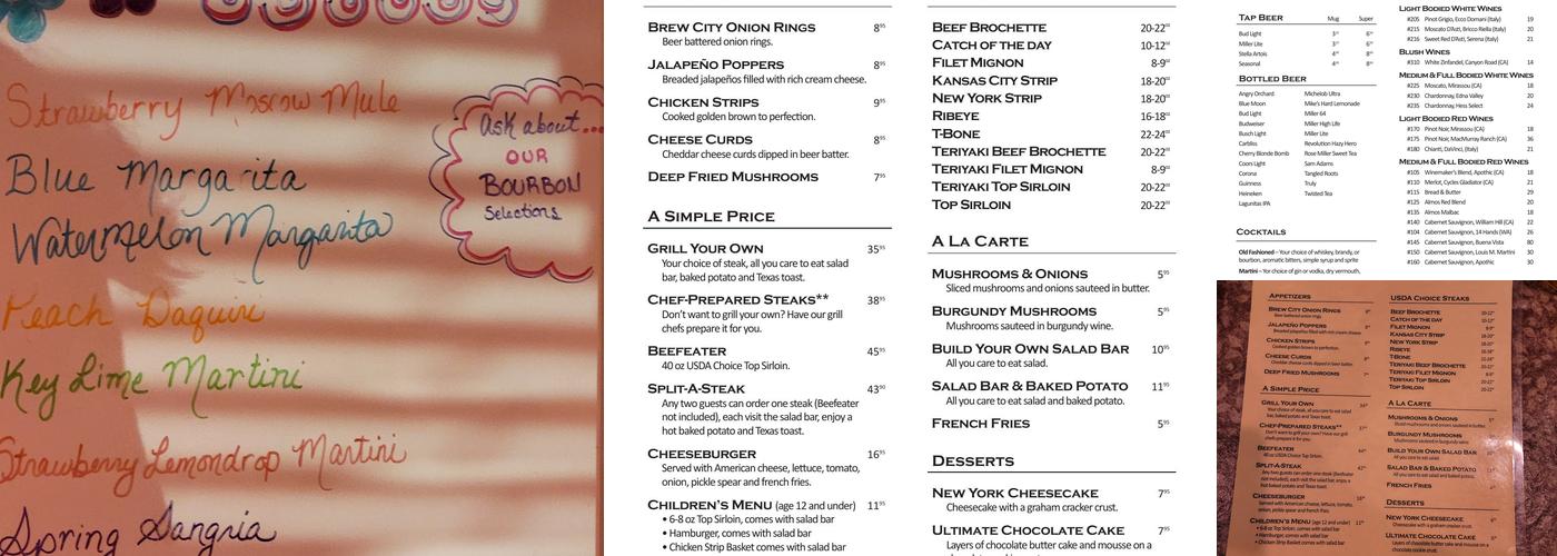Prime Quarter Steak House Menu