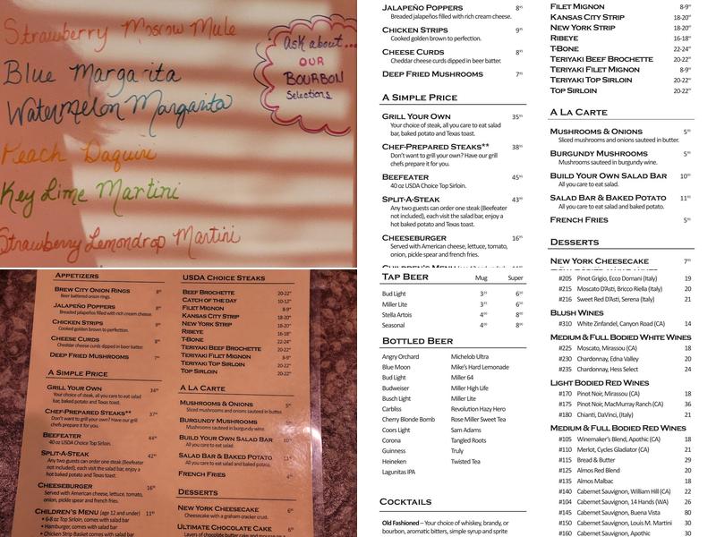 Prime Quarter Steak House Menu