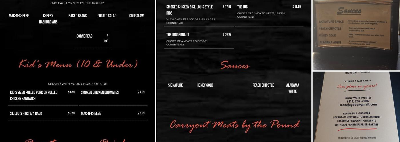 Stone Jug Barbeque Menu