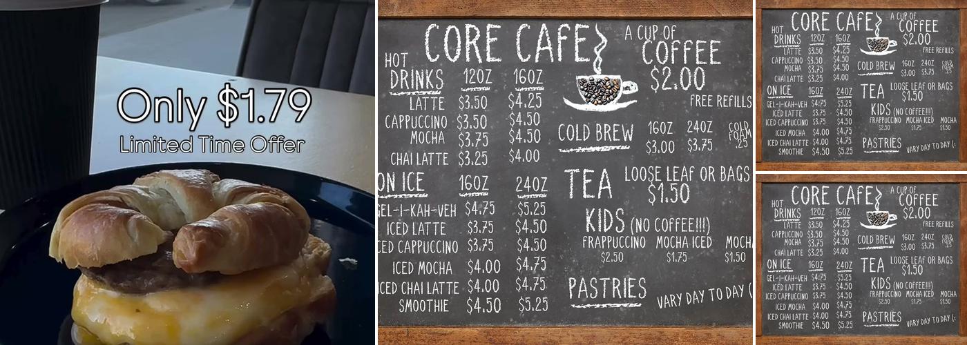 Core Cafe Menu