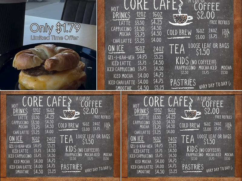 Core Cafe Menu
