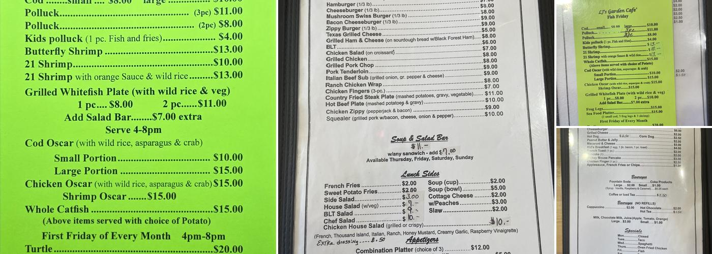 Lj's Garden Cafe Menu