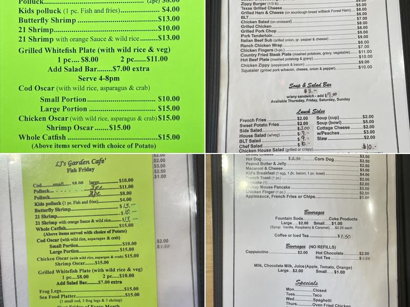 Lj's Garden Cafe Menu