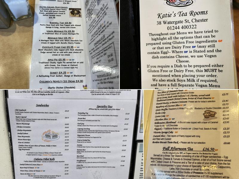 Katie's Tea Rooms Menu