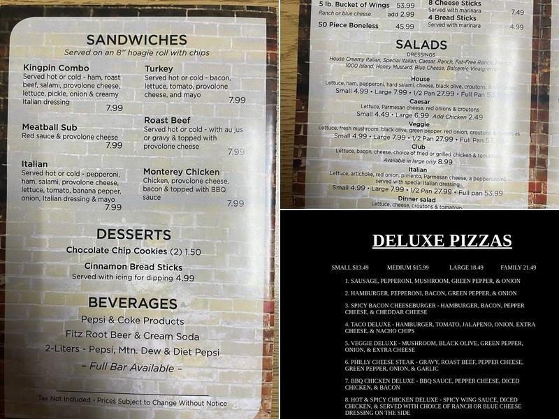 Brickhouse Pizza Company Menu