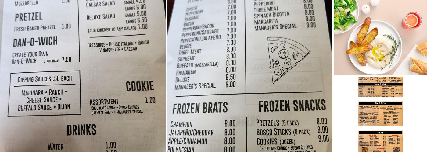 Dan O's Pizza Menu