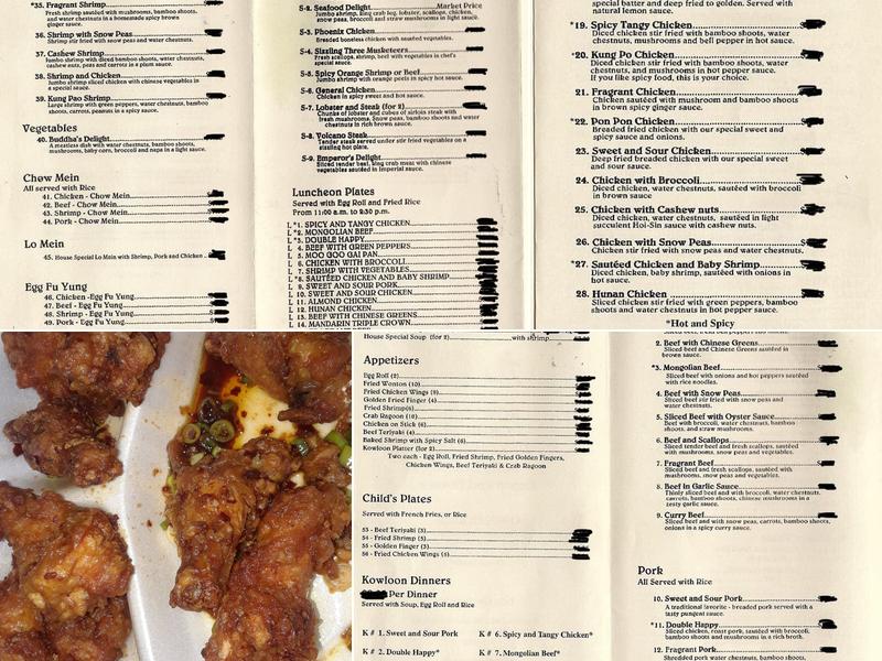 Kowloon Menu