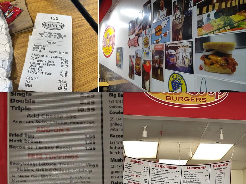 Bus Loop Burgers Menu