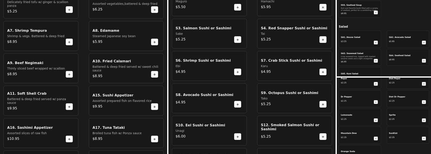 Shogun Restaurant Menu