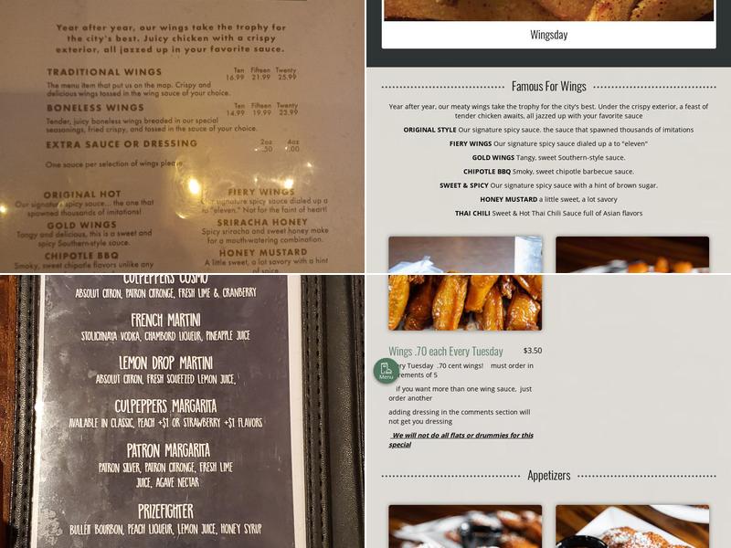 Culpeppers Grill and Bar Menu