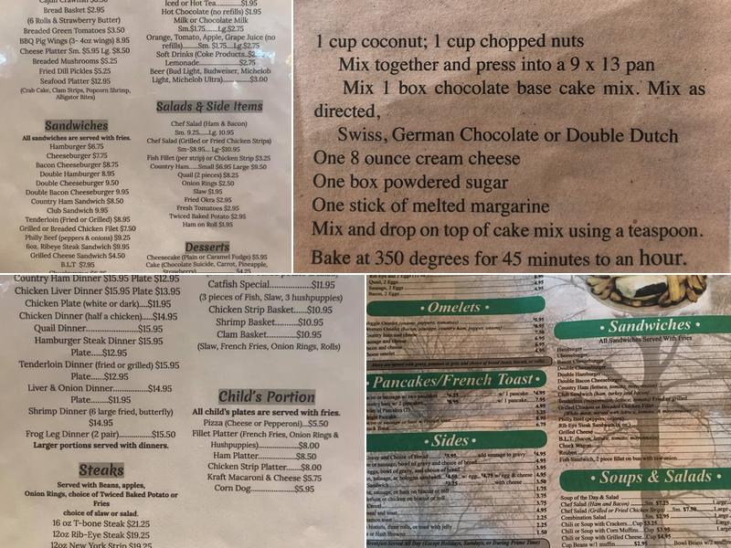 Lakeview Dining Room Menu