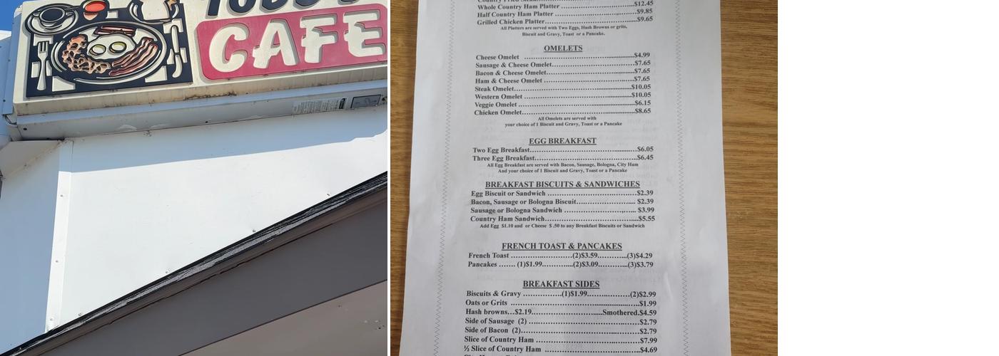 Todd's Cafe Menu