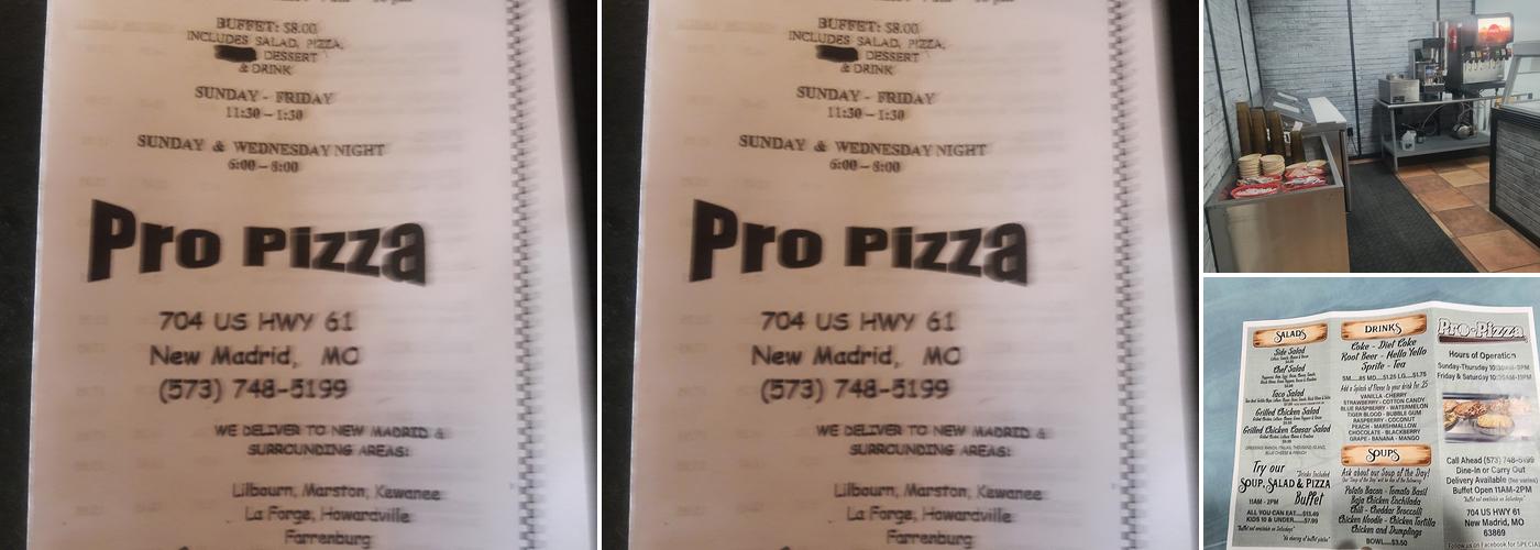 Pro Pizza Menu