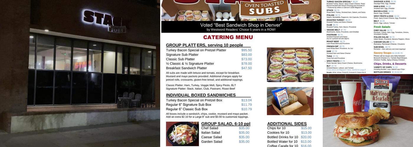 STACK Subs Denver (LoDo) Menu