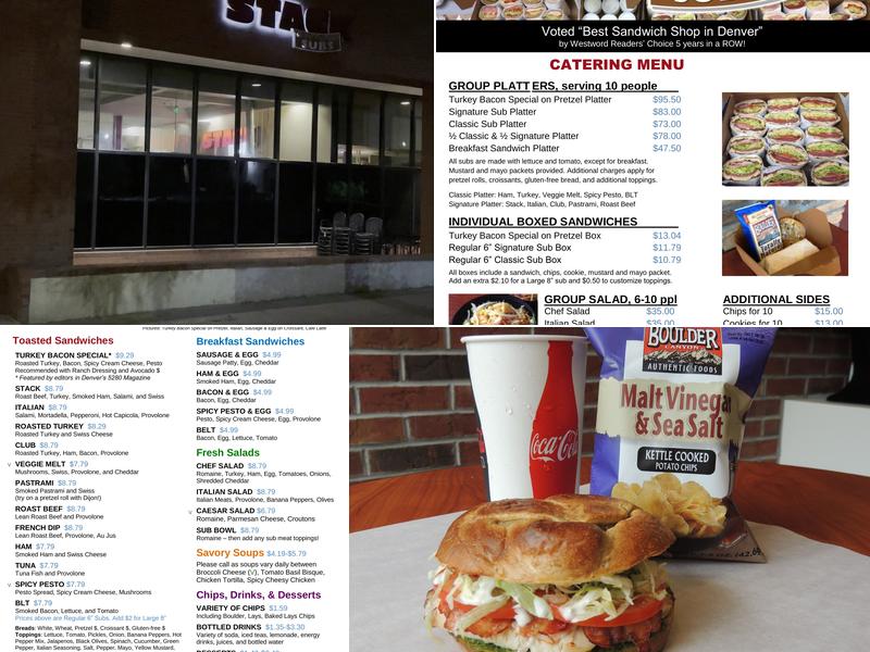 STACK Subs Denver (LoDo) Menu