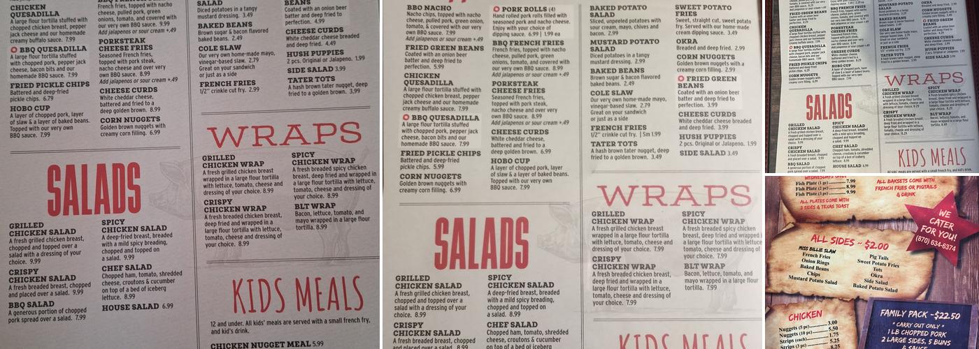 Pork - N - Stuff BBQ Menu