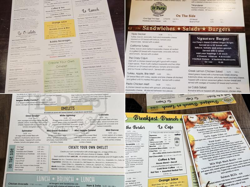 Le Peep Bowles Crossing Menu