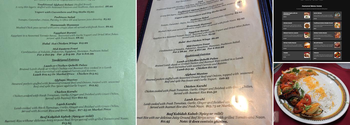 Sameem Afghan Restaurant & Catering Menu