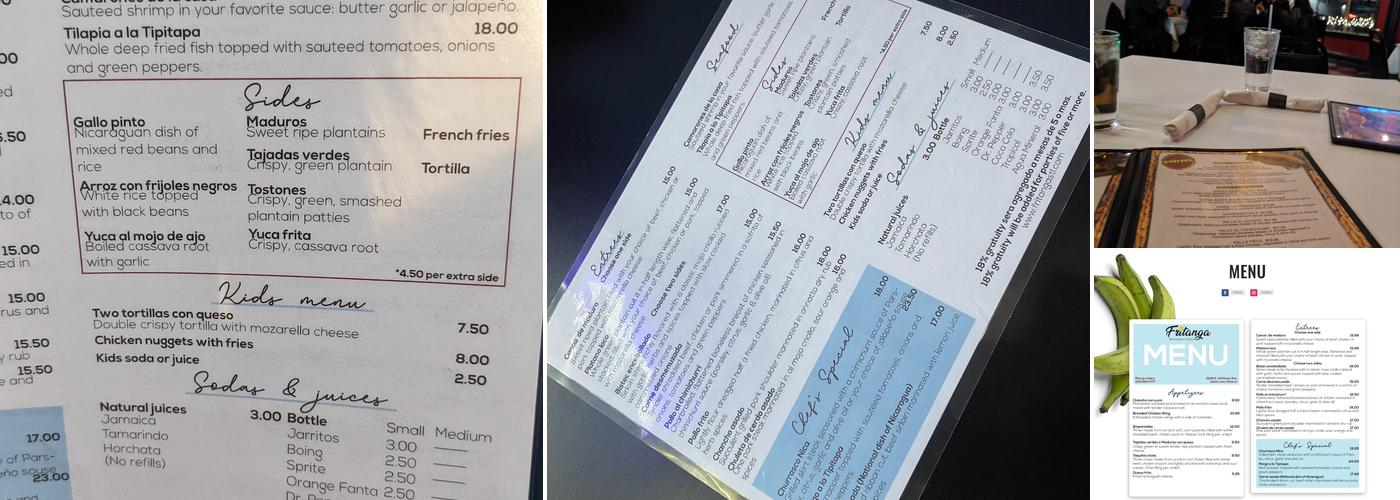 Fritanga Nicaraguan Cuisine Menu