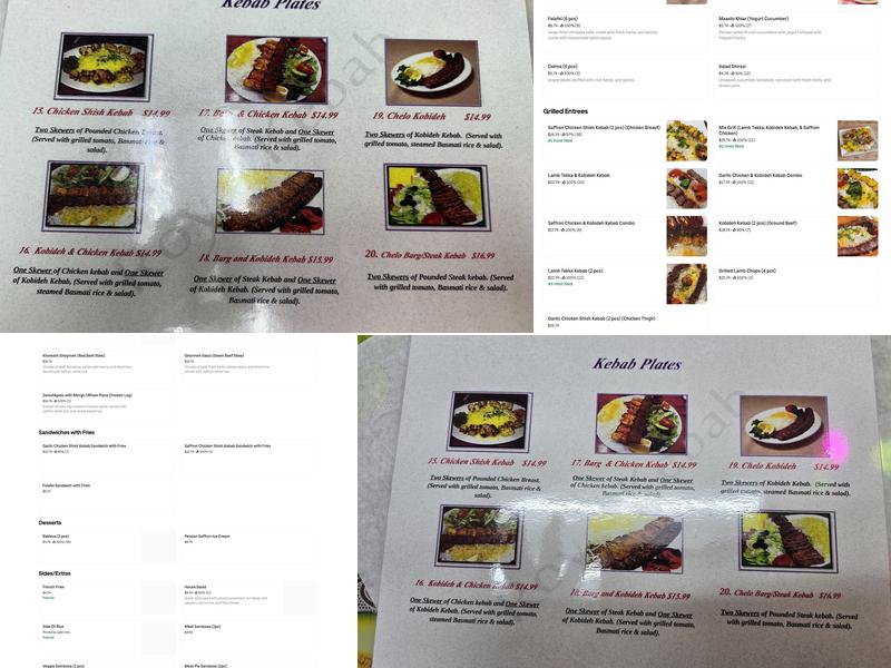 Royal Kebab Persian Cuisine Menu