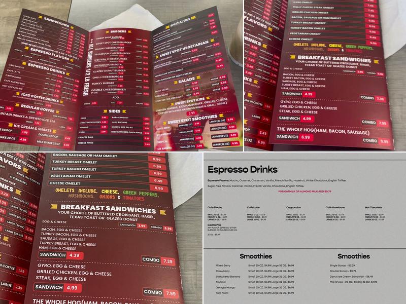 The Sweet Spot Cafe Menu